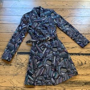 EUC Duro Olowu for JCP Multi Colored Abstract Leaf Print Trench Coat